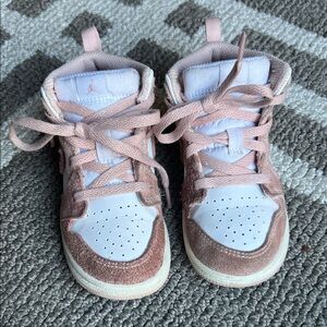 Nike Air Jordan Kids Pink and White Sneakers
